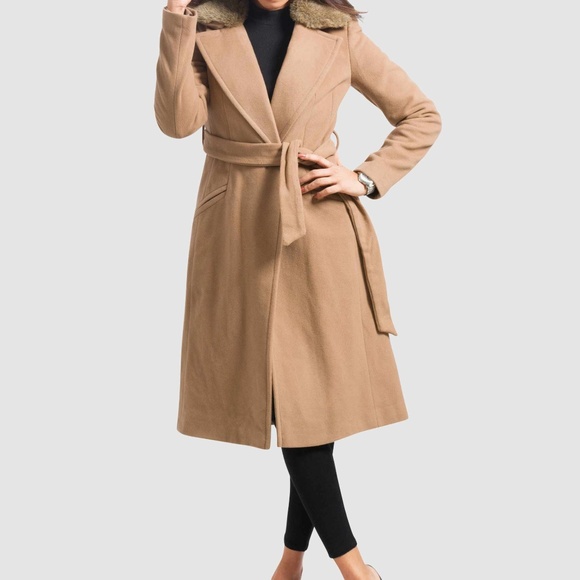 OLGYN Jackets & Blazers - OLGYN Women’s Cashmere Wool Blend Wrap Camel Coat